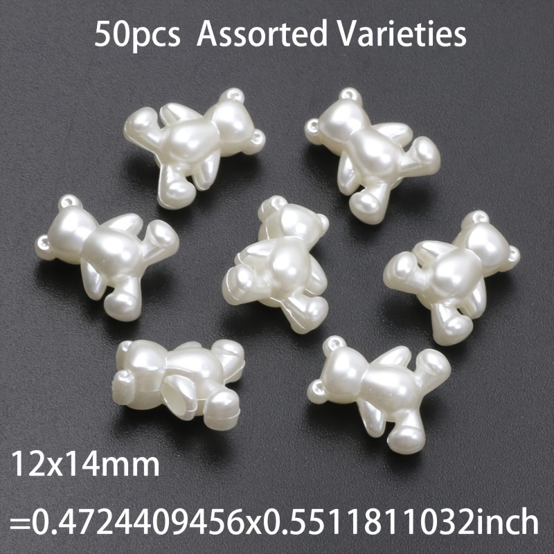 Image of 50pcs Glossy -shaped Acrylic Beads, 12x14mm - Ideal For Diy Bracelets, Necklaces & Keychains, Fashionable Craft Supplies