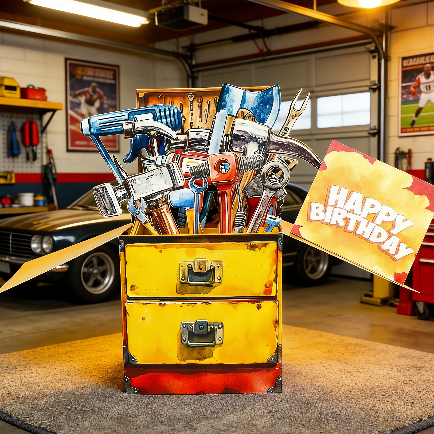 Toolbox Pop-up Card, 3d Handyman Tools Greeting Card For Father's Day & Birthday