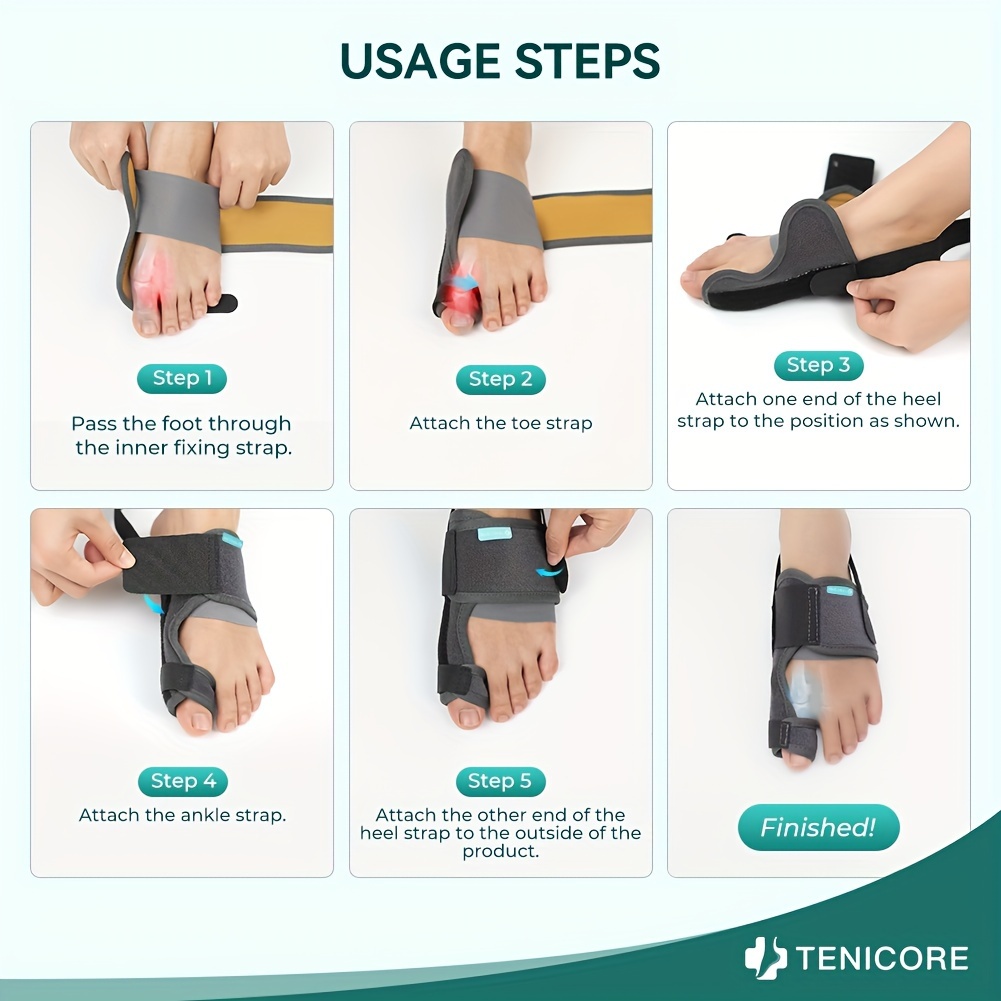  bunion corrector for women men big toe 1 pair adjustable bunion splint with 2 angle bar bunion pads toe straightener with double non slip strap for day details 4