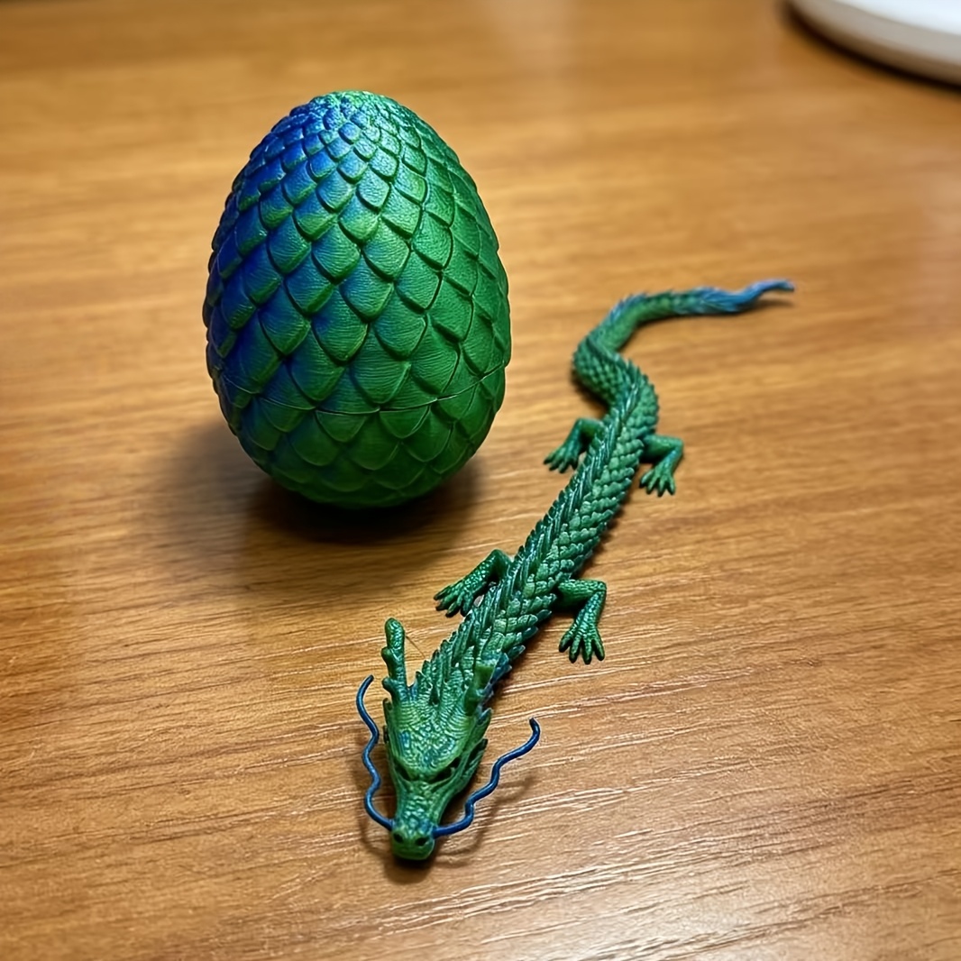 TEMU 2pcs Dragon And Dragon Egg Set, 30cm Dragon And 8.5cm Egg, Random Colors, Fantasy Sculpture Toy Ornament, Suitable For Easter, Christmas,