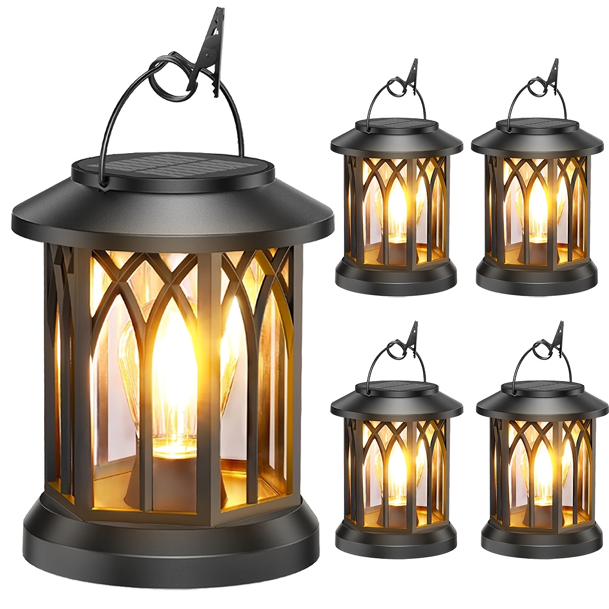 TEMU Solar Lanterns Outdoor Waterproof 2/4pack: Hanging Solar Lights For Outside Patio Decor For Garden Yard Pathway Shed Modern Lanterns Decorative