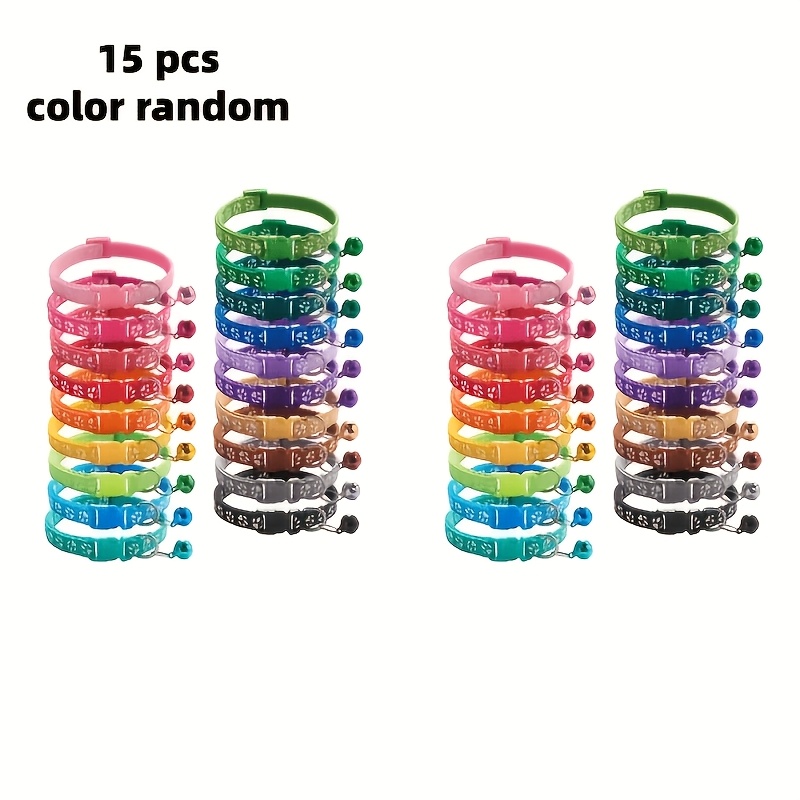 TEMU 15pcs Adjustable Dog Separating Collars, Suitable For Cats And Small Dogs, Collars With Bells, Random Colors