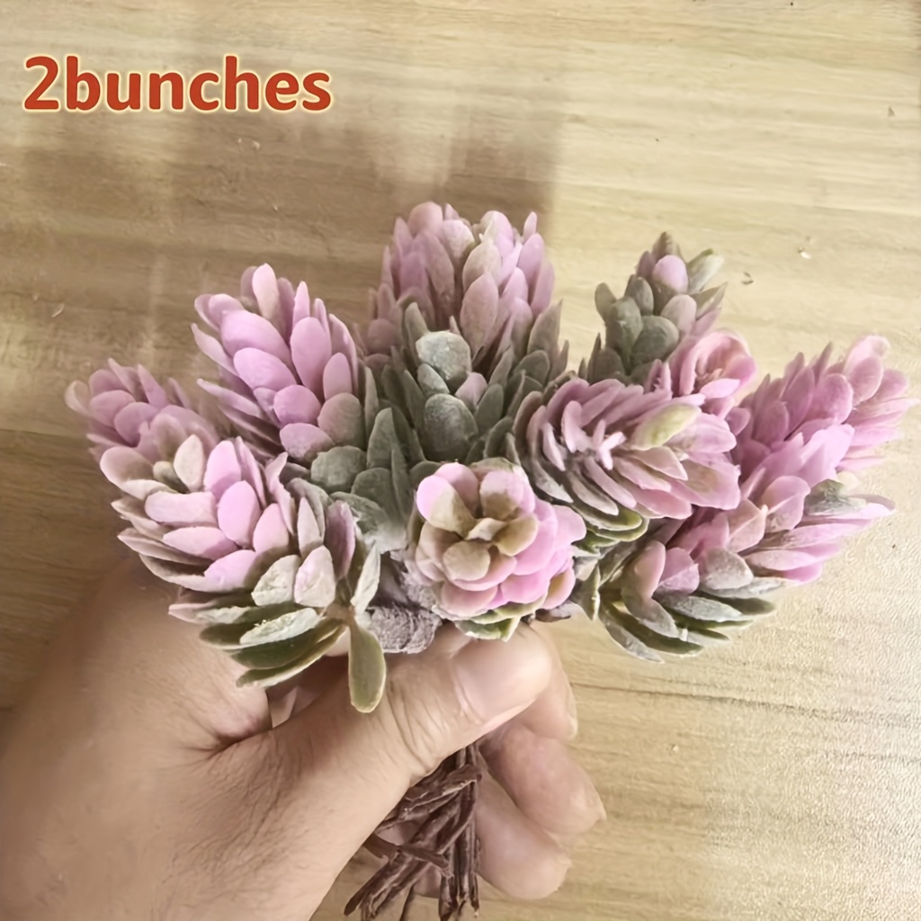 Image of 2 Bundles Of 12 Simulated Flowers, Fake Plants, And Pine Flower Bouquets - Realistic Artificial Green Plant Stems, Ideal For Christmas And Home Decoration, For Batteries, Christmas Decoration