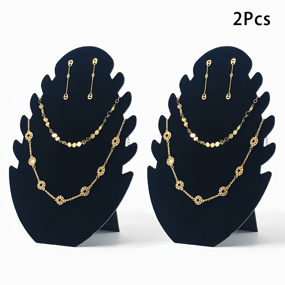 Image of 2pcs Elegant Flannel Velvet Jewelry Display Stands, Foldable And Portable Earring Holders, Necklace Showcases With Earring Holes - No Power Required