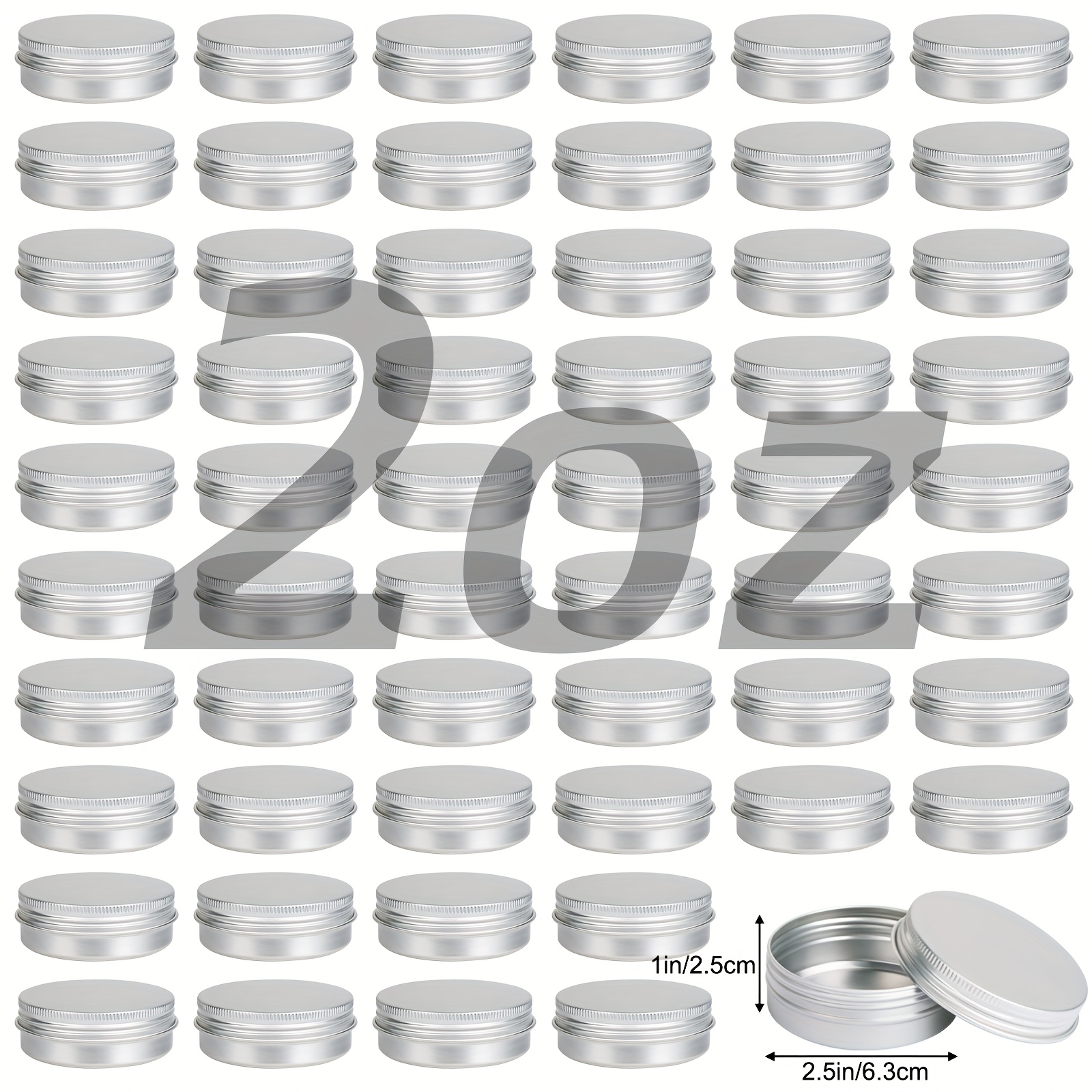 TEMU 45pcs-4oz/60pcs-2oz Aluminum Tins, Metal Round Tins, Jar Refillable Containers, Aluminum Tin Cans Containers With Screw Lid, Versatile Storage
