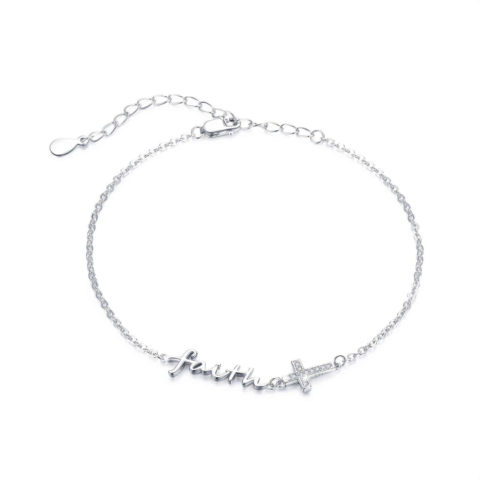 925 Silver Cross Foot Chain with Zirconia