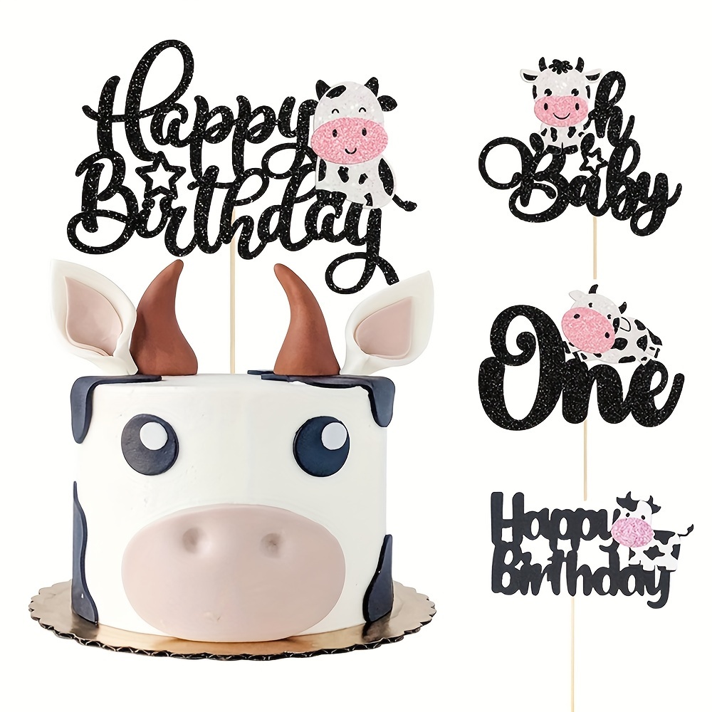 

A Large Glitter Paper With A Cow Theme.