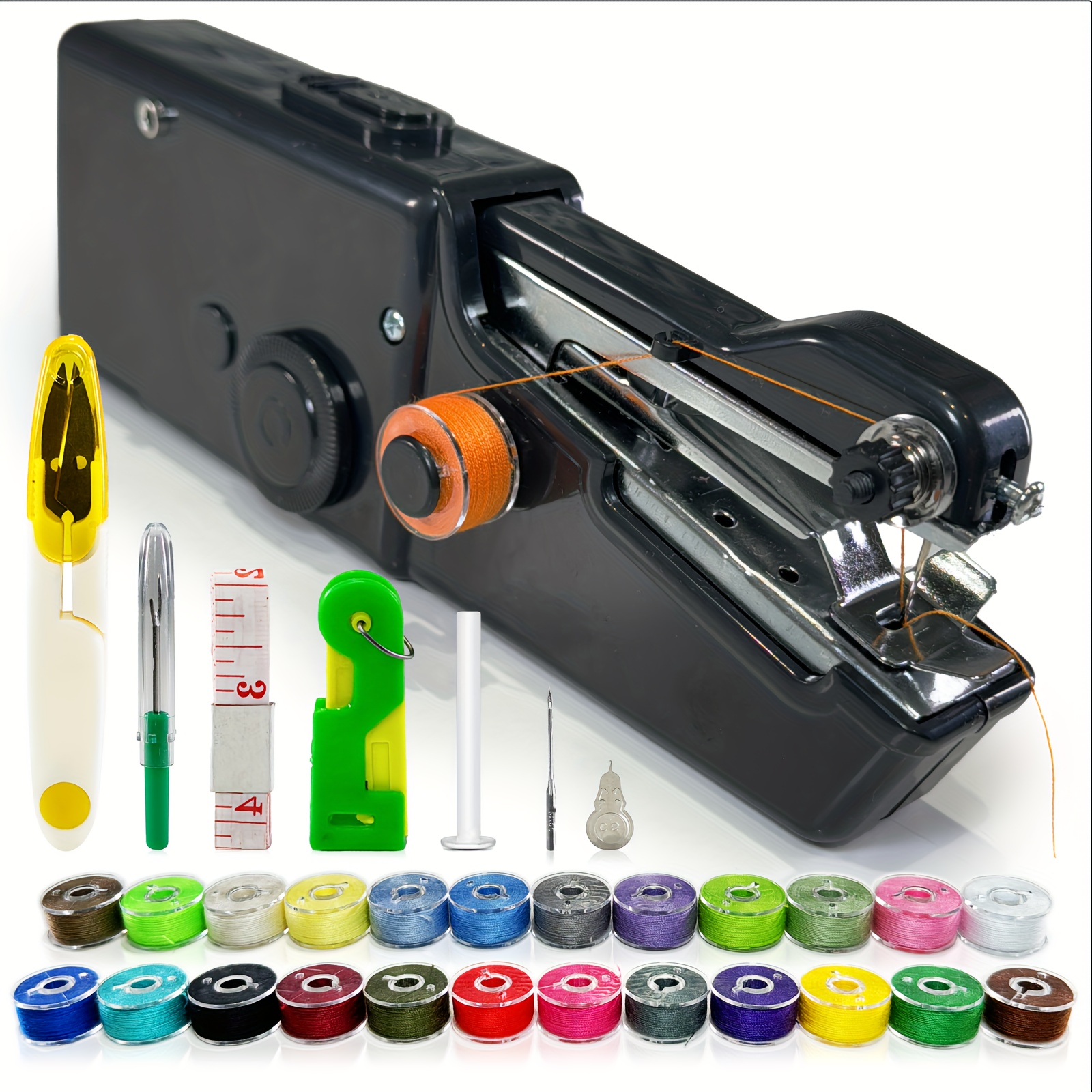 

Portable Handheld Sewing Machine Kit - 35 Pcs Electric & Manual Mini Sewer With Usb Power, Multi-colored Thread Set, Fabric & Clothes Repair - Travel-friendly, Easy For Beginners, No Battery Needed