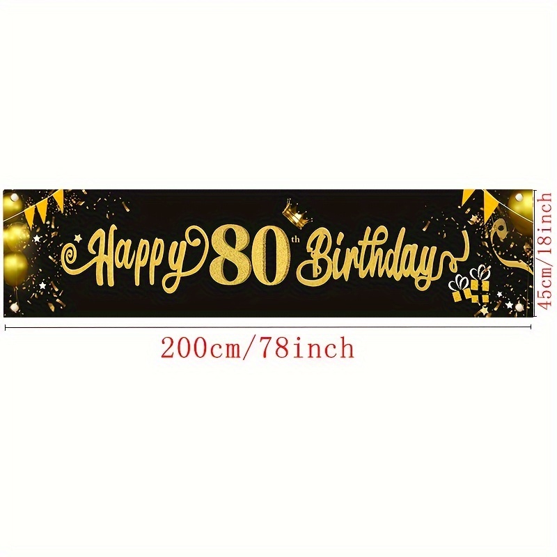 Image of A Black And Golden 80th Birthday Banner - Perfect For Photo Props, Home Decor, And Party Supplies