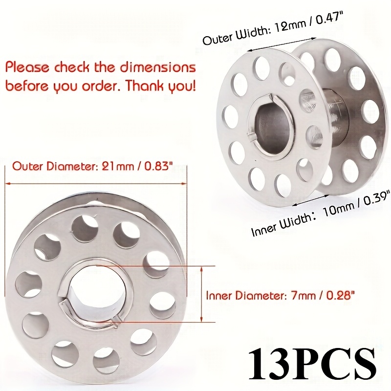 TEMU 13pcs Special Metal Bobbin For Brothers, Stainless Steel Sewing Machine Core, Suitable For Cs/ Household Machines, Durable Accessory Set