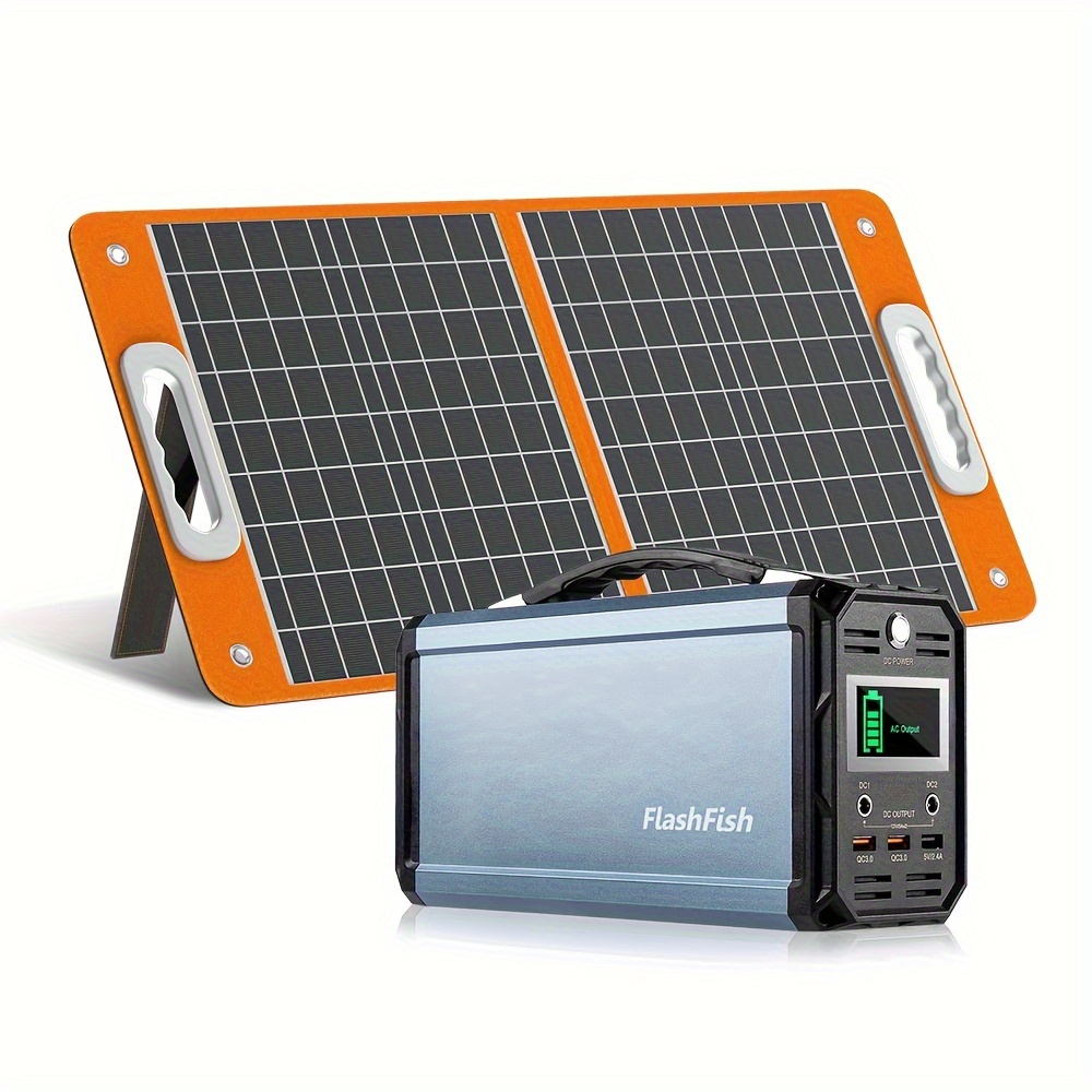 

300w Solar Generator, 60000mah Portable Power Station Camping Potable Generator With 60w 18v Portable Solar Panel, Foldable Solar Charger With 5v Usb 18v Dc Output