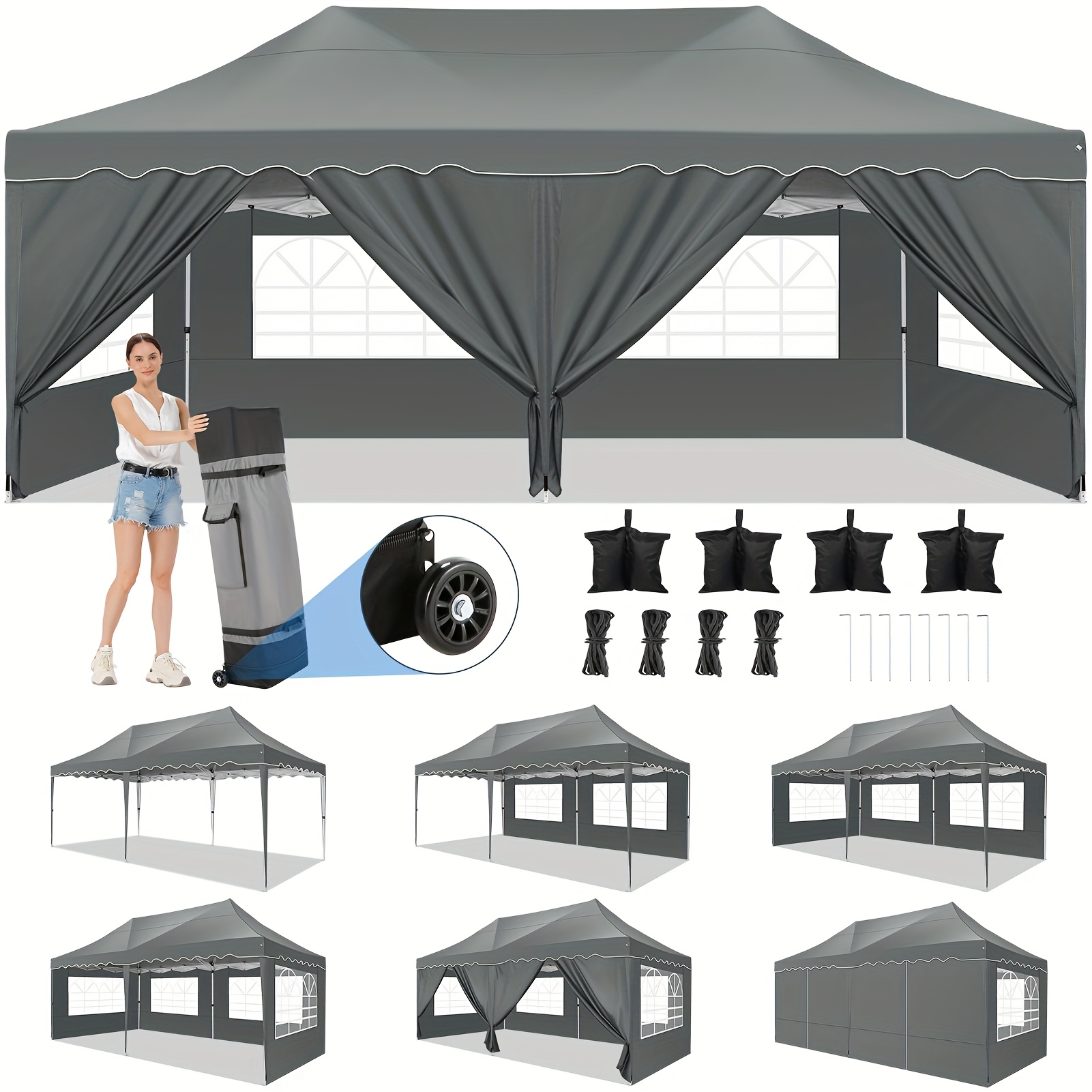 3x6m Instant Canopy Tent Featuring 6 , Professional Gazebo For Quick Outdoor Assembly, Immediate Event Shelter With Weights, Ideal For Garden Gatherings And Occasions