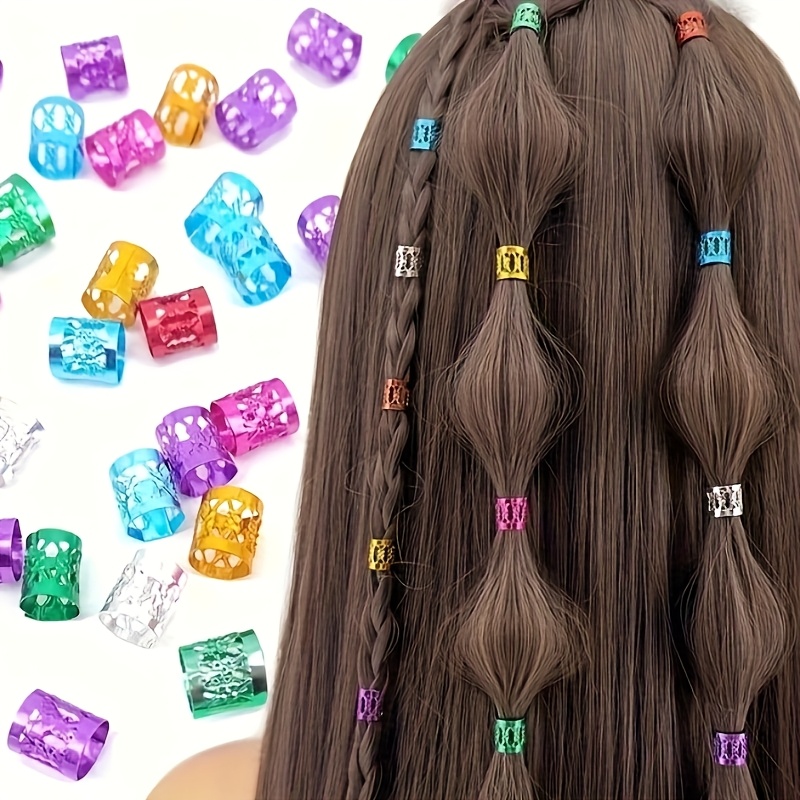 imagen del artículo 50 piezas de accesorios para trenzado, anillos para el cabello y pinzas decorativas en   con tubos de aluminio antioxidantes y duraderos