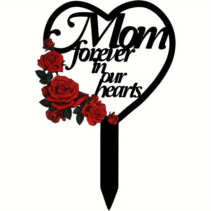 

Acrylic Heart-shaped Memorial Stake - Weather-resistant For Garden, Yard, Cemetery - Universal Outdoor Holiday Decoration, Stake Mounting, No Electricity Required