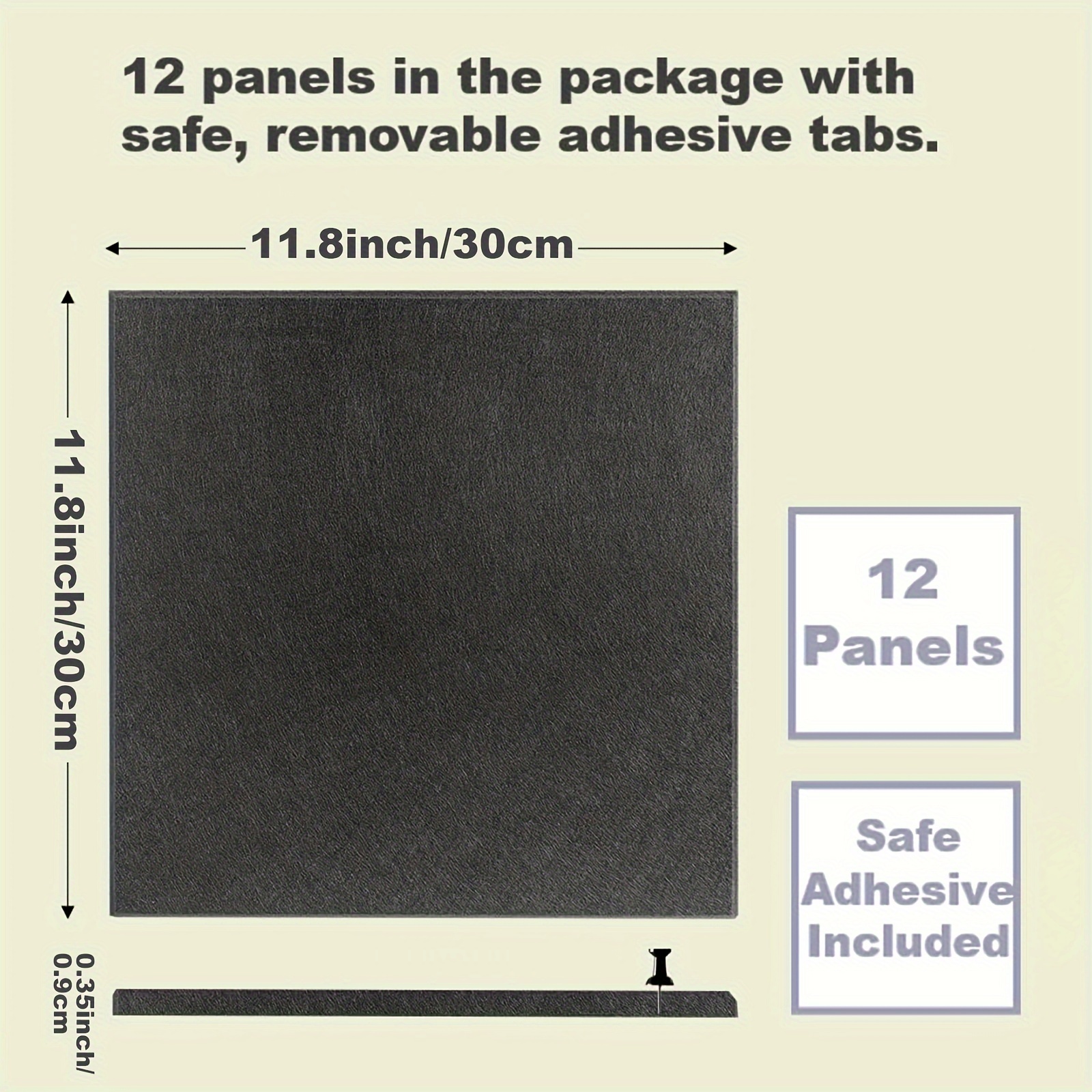 Quinnsus Filz-Wandfliesen – Große Pinnwand-Alternative, 120 X 88,9 Cm, Schwarz