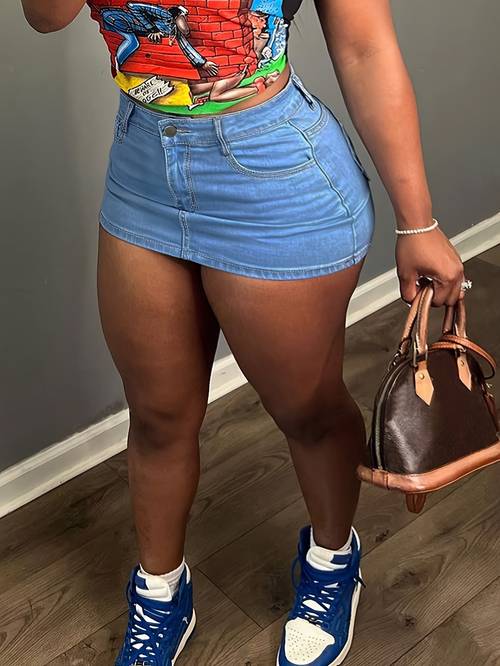 womens high waist denim mini skirt casual a line stretchy polyester vintage wash no belt spring summer fall casual attire vintage wash skirt stretchy fabric