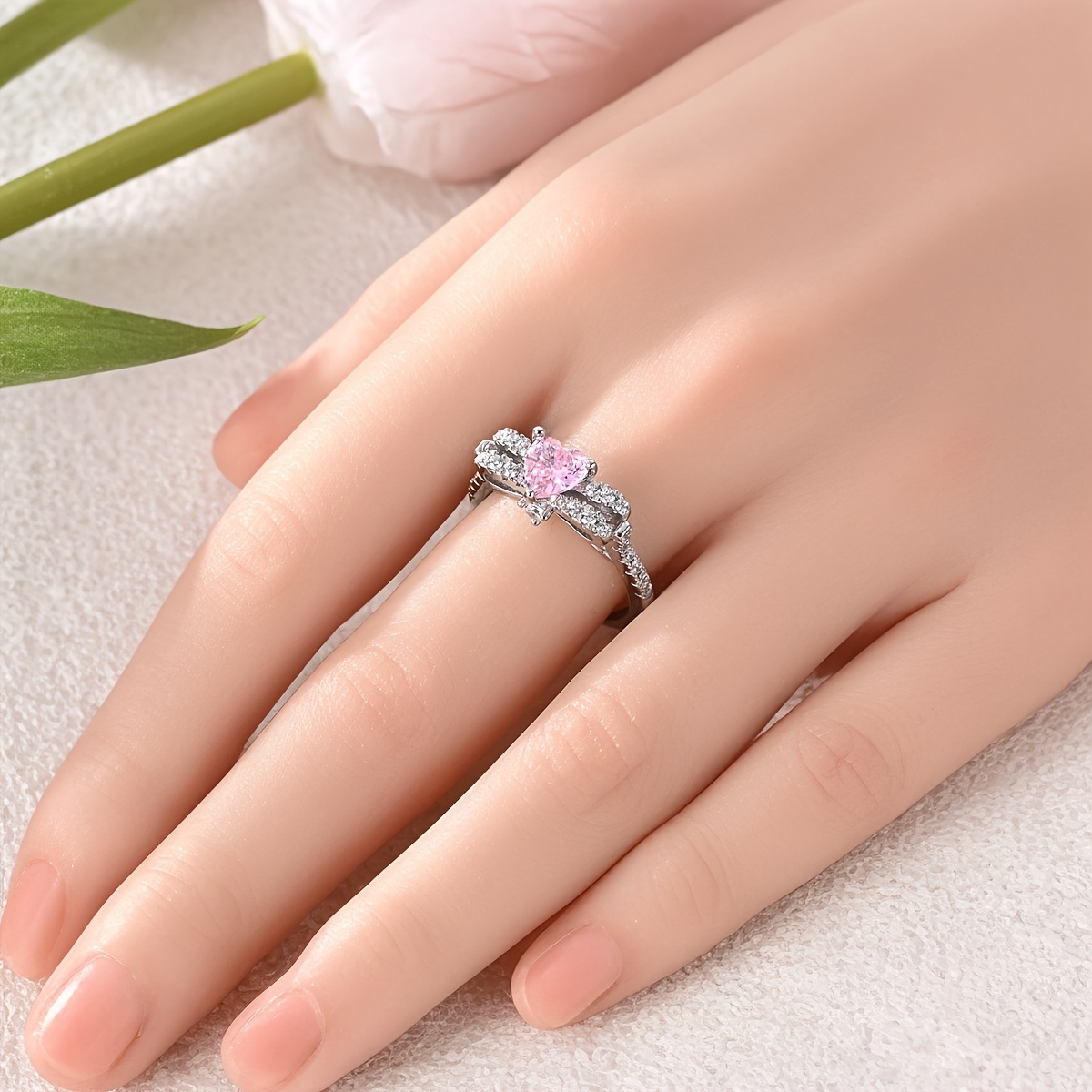 Women's Silvery Bow Love Ring, Elegant Gift