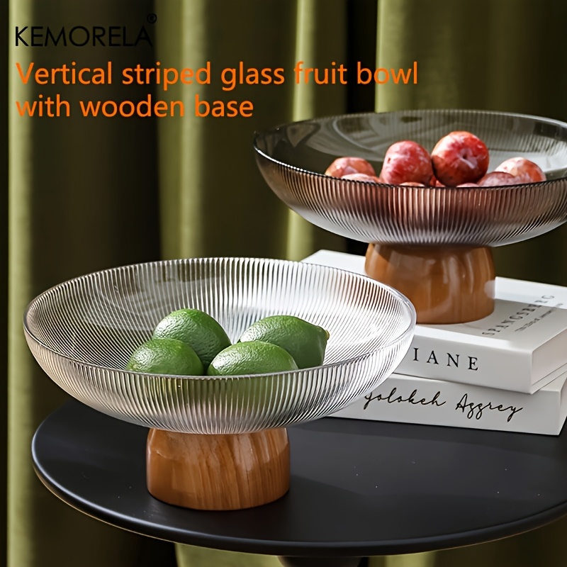elegant glass fruit bowl large decorative pedestal Temu Saudi Arabia