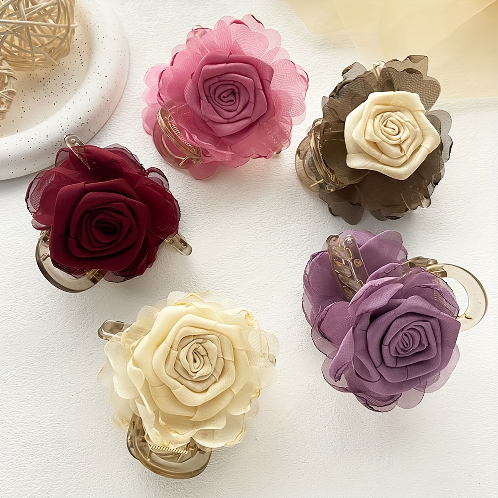 TEMU Lot de 5 pinces à cheveux en tissu à , pinces à cheveux pour femme couleur dépolie, plusieurs couleurs disponibles, convient à tous les types de