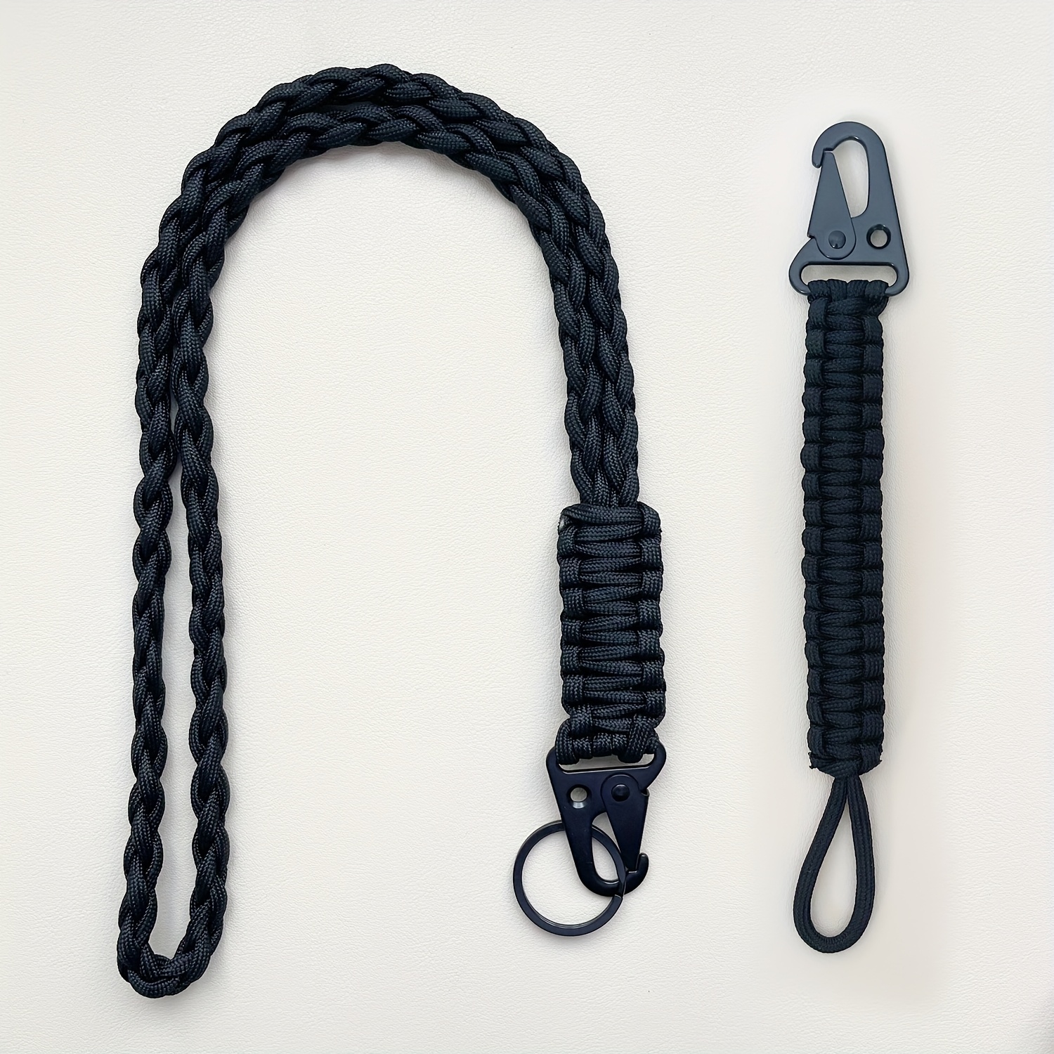 Image of 2pcs Braided Lanyard Key Chain, Rope Necklace Keychains, Braided Lanyard Utility Ring Hook Outdoor Camping Kit For Outdoor Activities, Camera, Keys, Traveling