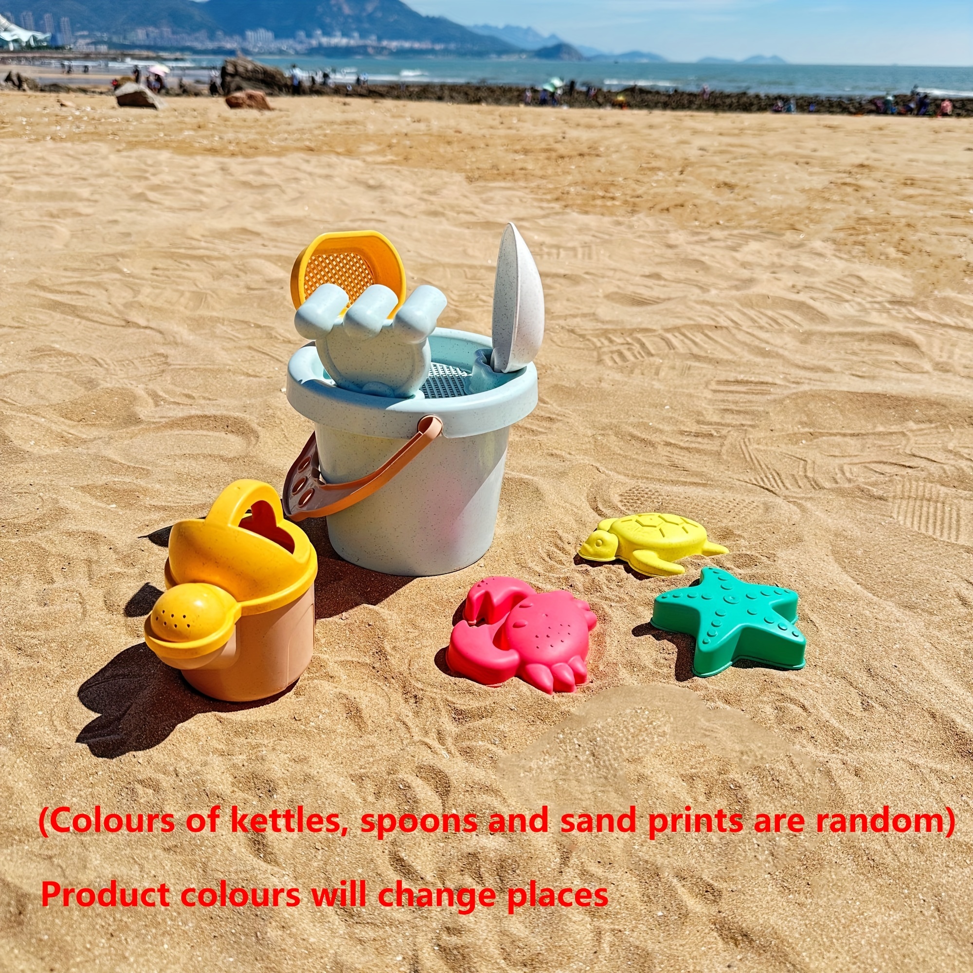 9pcs Beach Sand Toys Set, Durable Sand Bucket With Shovel Tools, Thickened Wheat Straw Material, Sandcastle Play Kit Outdoor Play
