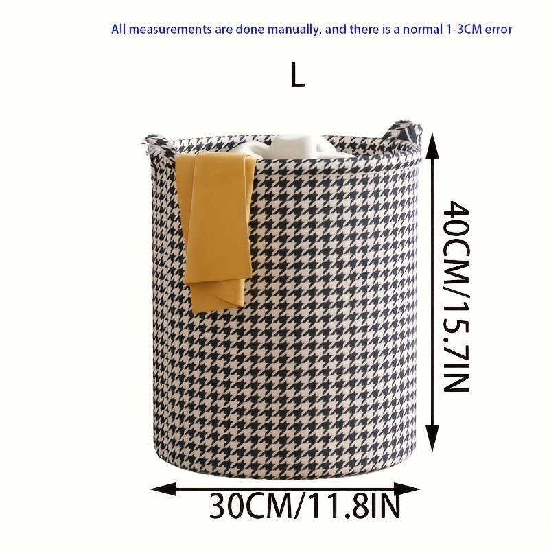 TEMU 1pc Foldable Laundry Hamper, Modern Fabric Storage Basket With Handle, Versatile For Bedroom, Bathroom, Living Room, Random Pattern , Home