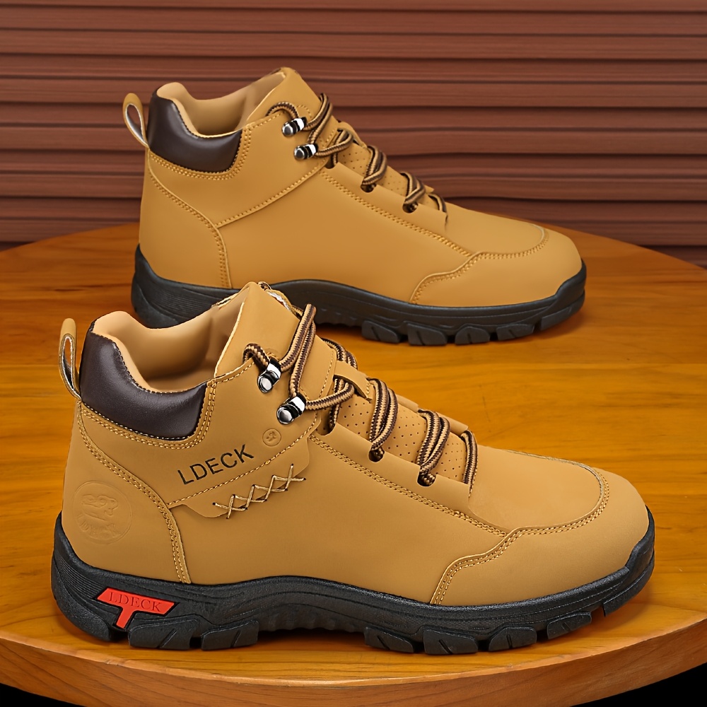 mens stylish high top outdoor walking boots durable non slip casual lace up with rugged tread for hiking casual attire       boots   boots boots hiking boots Product details 1