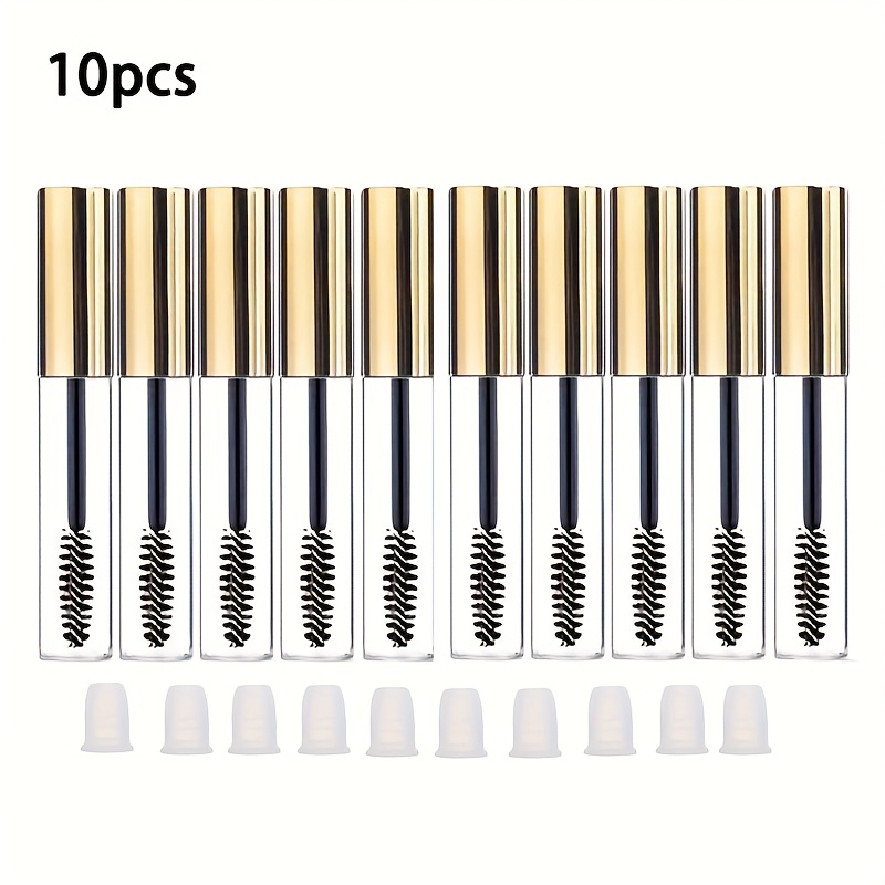 TEMU Set Of 5/10 Empty 10ml Mascara Tubes, Mascara Bottles, Cosmetic Bottles, Containers, Diy Container Mascara Brushes, Stylish Reusable Bottles,