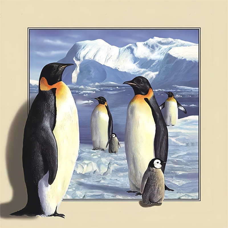 

1pc Penguins 5d Diamond Art Painting Full Round Diamond Handmade Craft Art Kits Home Wall Decor Gift