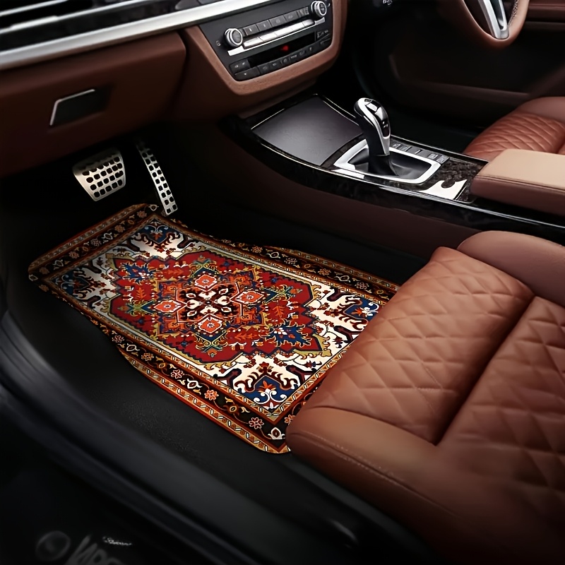 TEMU 4pcs Car Foot Mats, Moroccan Vintage Style, Suitable For All Car Models Front And Rear Seat Protection, Fashionable And Durable Car Accessory,
