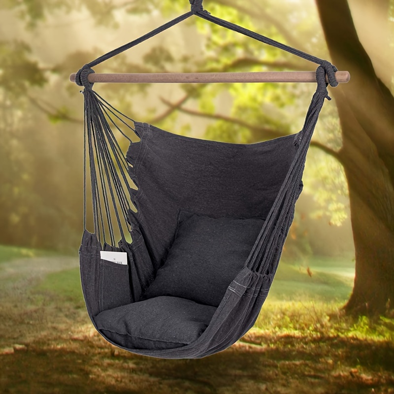 TEMU Hanging Hammock Chair Swing Portable Garden Outdoor Camping Soft Cushions Pillow, Hammocks For Outside, Hammock With Stand Included, Hammock