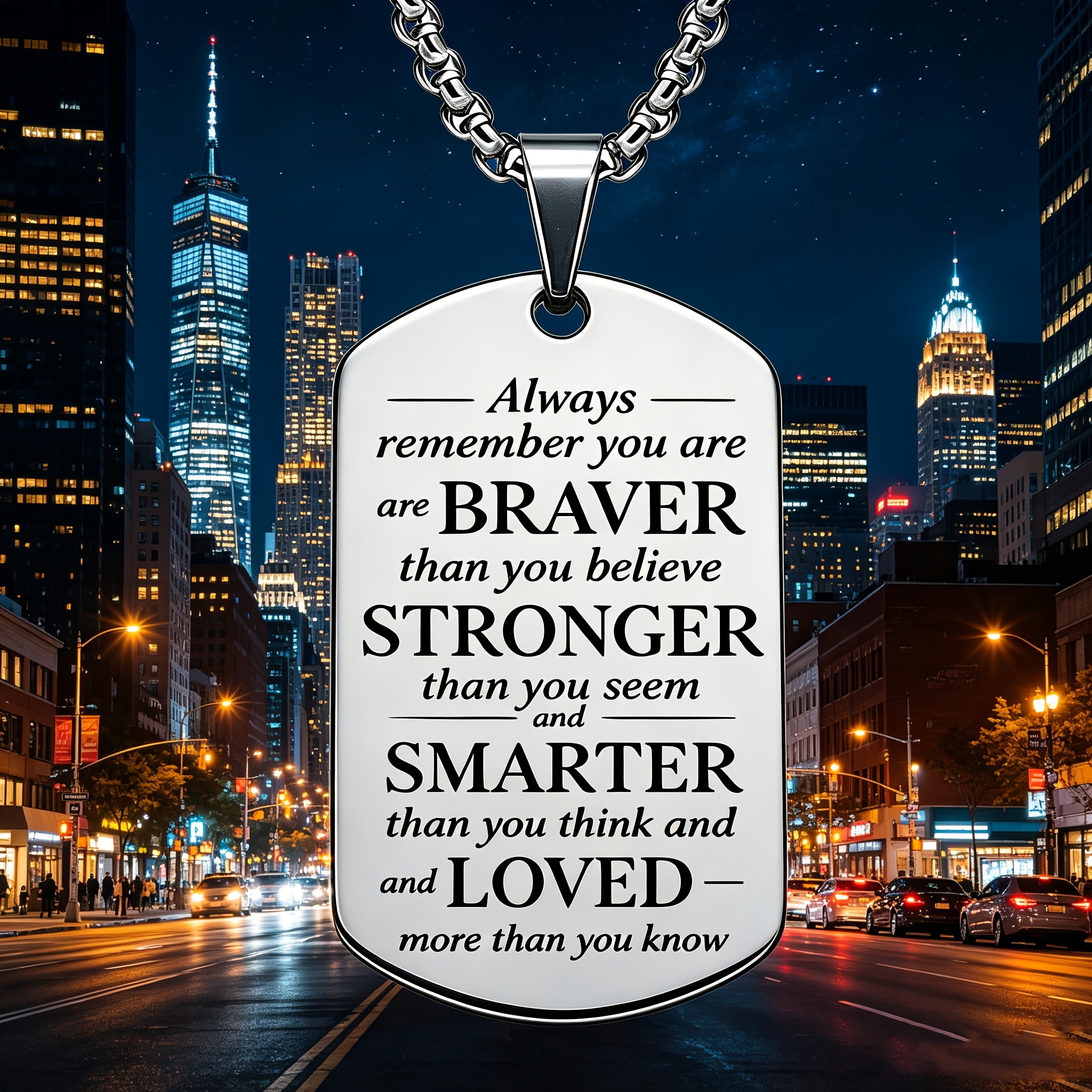 TEMU STRONGER SR Collier avec Pendentif en Acier Inoxydable 201 avec Slogan Inspirant , Cadeaux d'Anniversaire et de Noël Préférés, pour les et avec