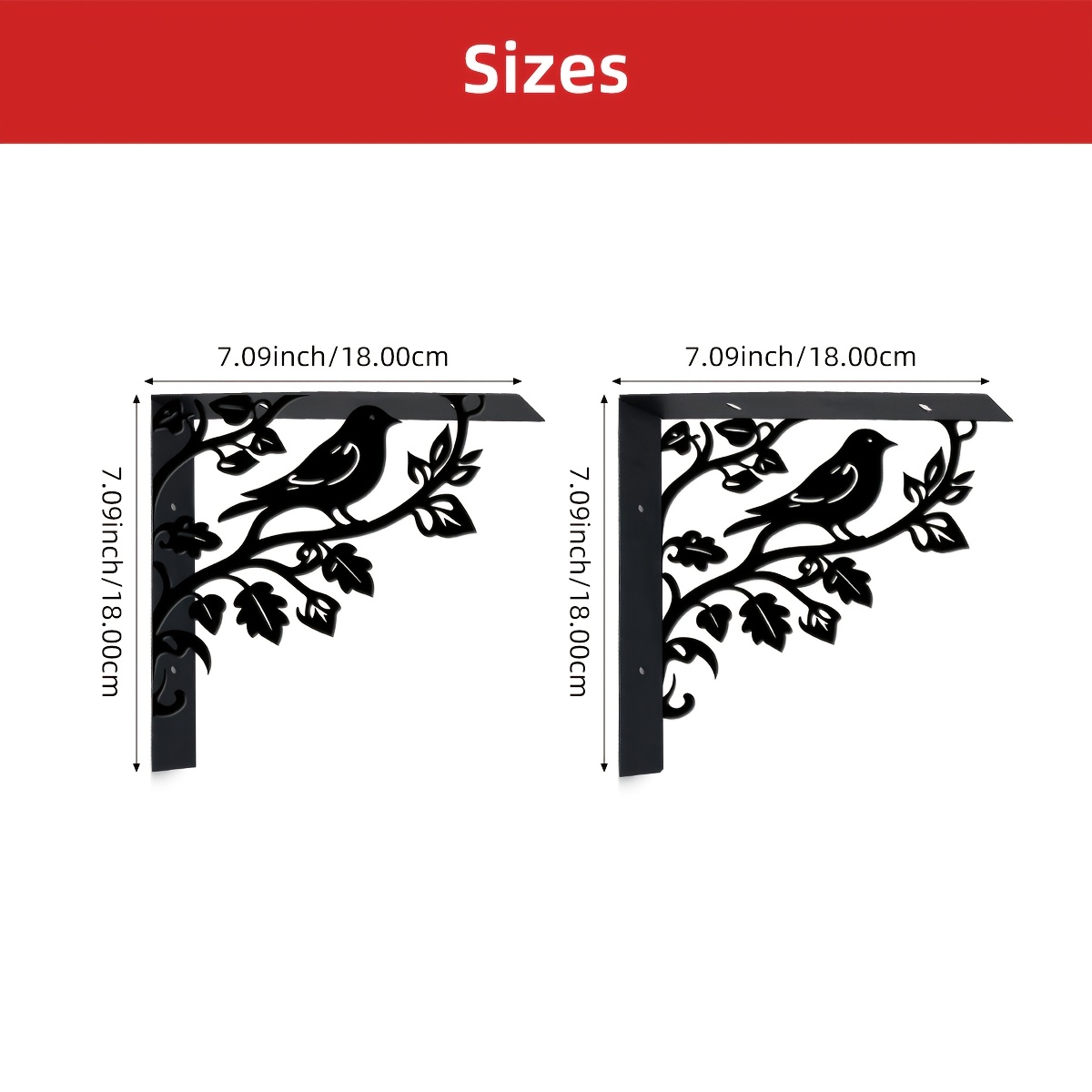 TEMU 2pcs L-shaped Bird-on-branch Metal Shelf, Displaying Plants, Flowers, Towels, And Other Items; Wall-mounted Design; A Decorative And Practical