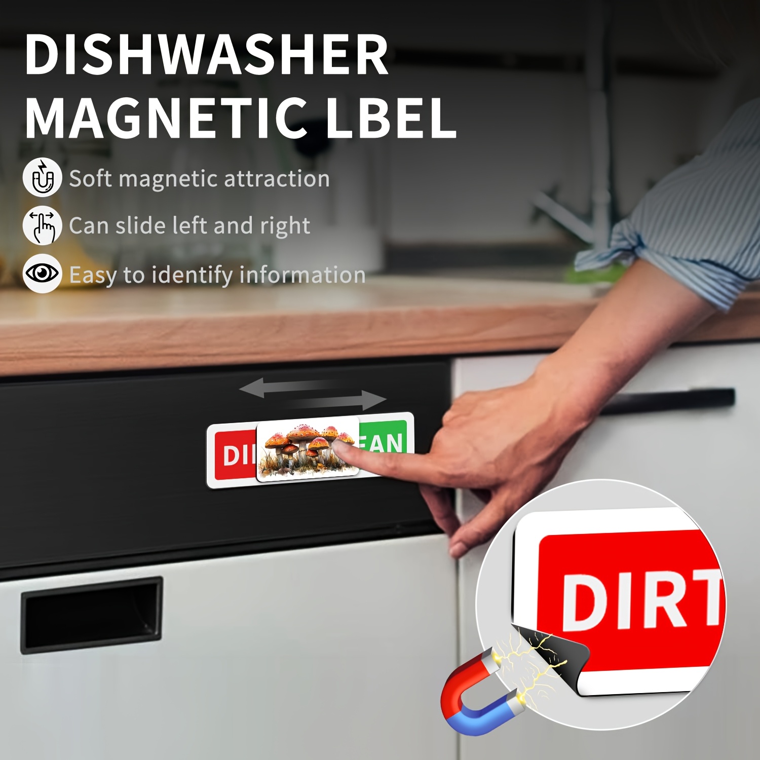 magnetic clean dirty dishwasher sign sold on Temu United States