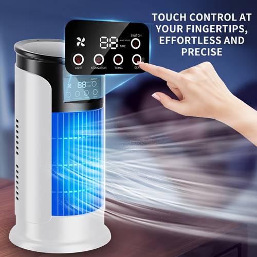 portable air conditioner fan evaporative air cooler cooling fan large mist outlet 6 speed and 6h timer desktop spray fan for bedroom office camping quiet lightweight and portable