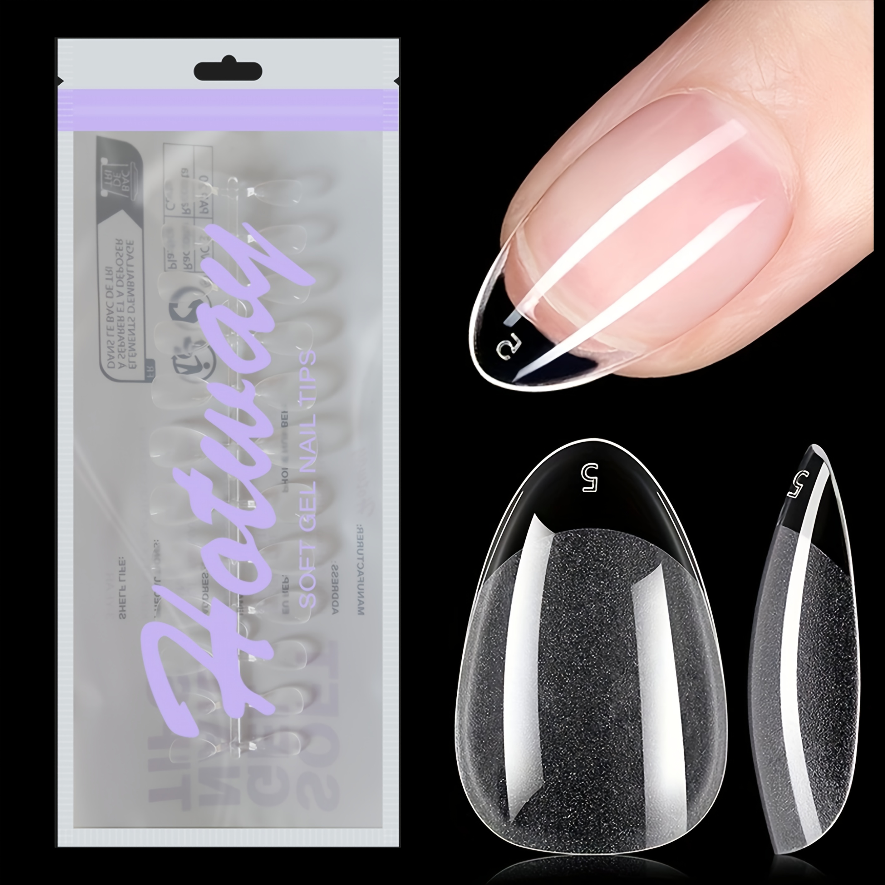 TEMU 96 pièces d'ongles artificiels courts , 12 tailles de faux ongles transparents, idéaux pour extensions manucure DIY à coller