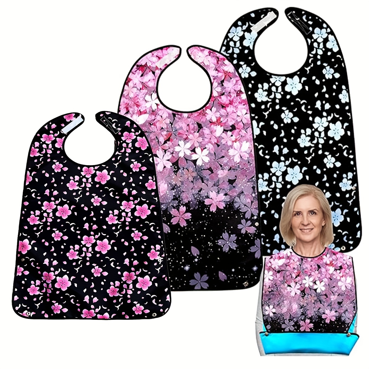 

Adjustable And Washable Adult Bib With Collector, Ideal For Elderly Women And Men Dining Apron