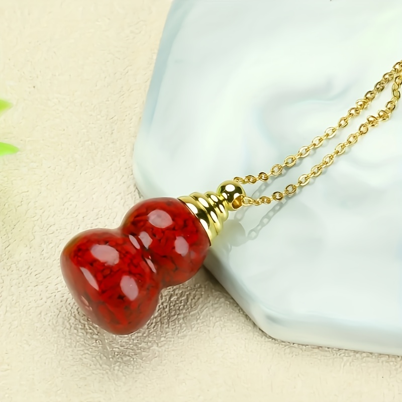 Sand Cinnabar Gourd Pendant Necklace, Unique Gift