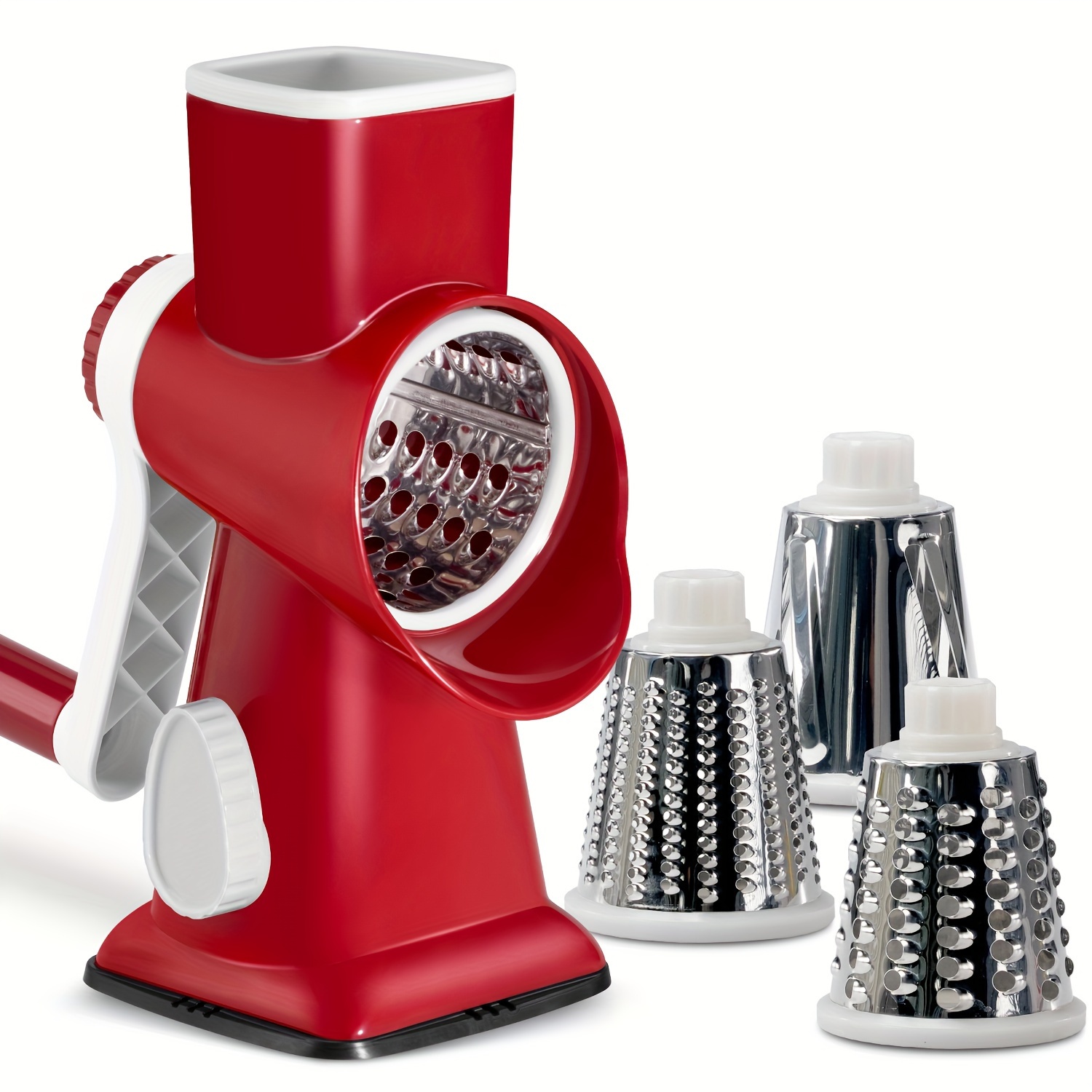 TEMU A Multifunctional Hand-cranked Vegetable Cutter That Includes 3 Interchangeable