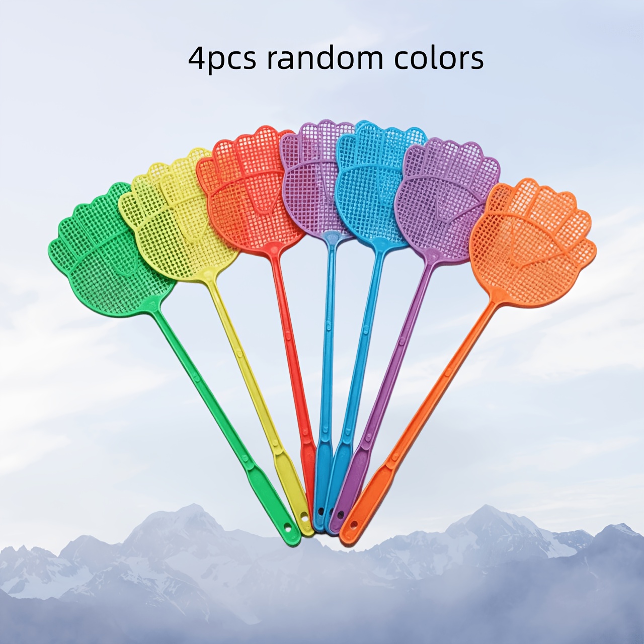 Image of 4pcs Random Color High- Swatters, Durable Plastic, Long Handle, Manual And Insect Killer, Suitable For Home And Garden, No Electricity Required - Perfect For Homeowners And Pest Control Enthusiasts