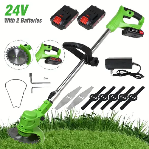 powerful 24v cordless electric eater 4 in 1 with lawn trimmer wheel edger mini mower and brush cutter functions with multiple blades and string trimmer for lawns yards and gardens