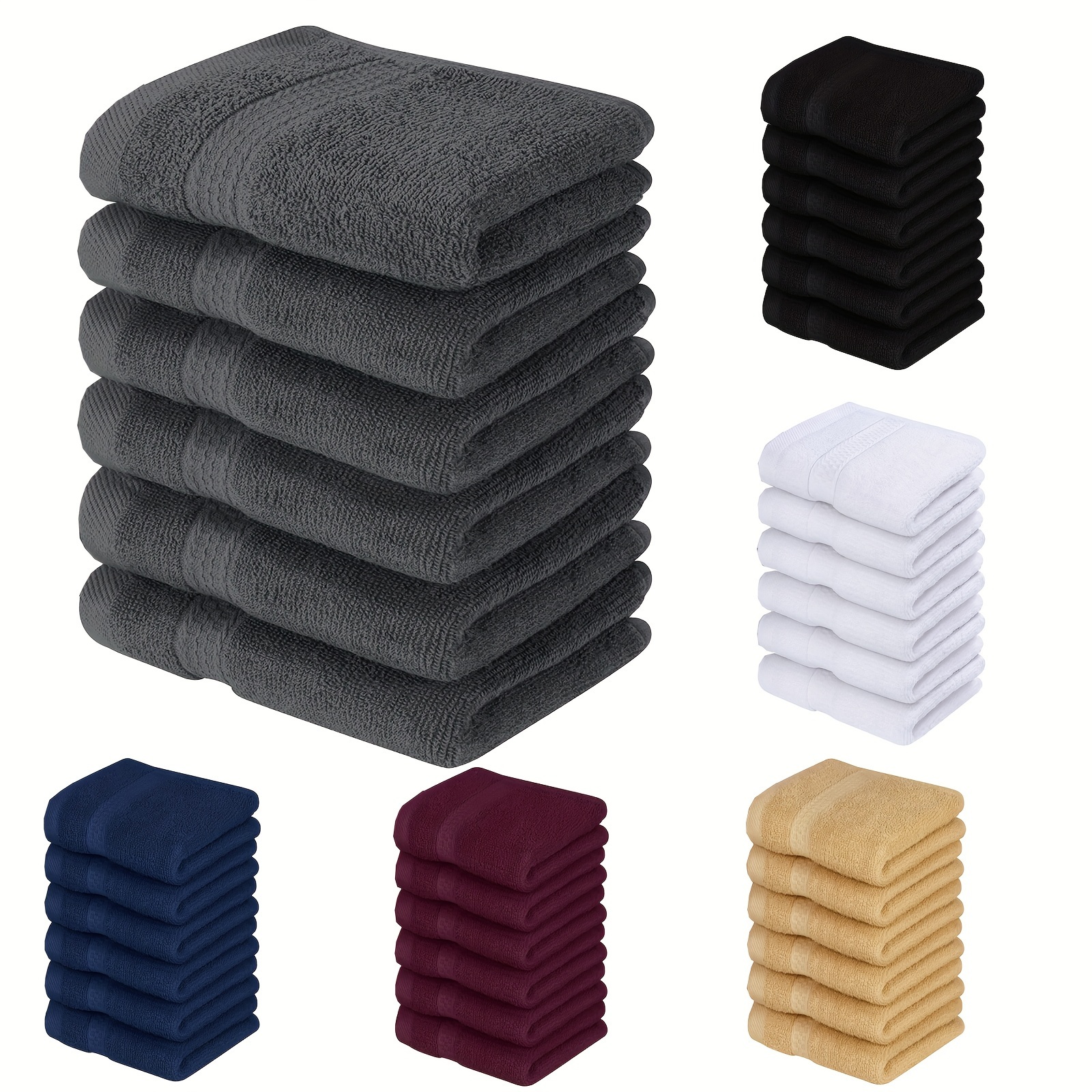 

6 Pack Premium Cotton Washcloths - 100% Cotton, Super Absorbent, Solid Contemporary Style, 430 Gsm Woven Face Towels For Bathroom, Spa, Gym - 13x13 Inches, Space Theme Essentials