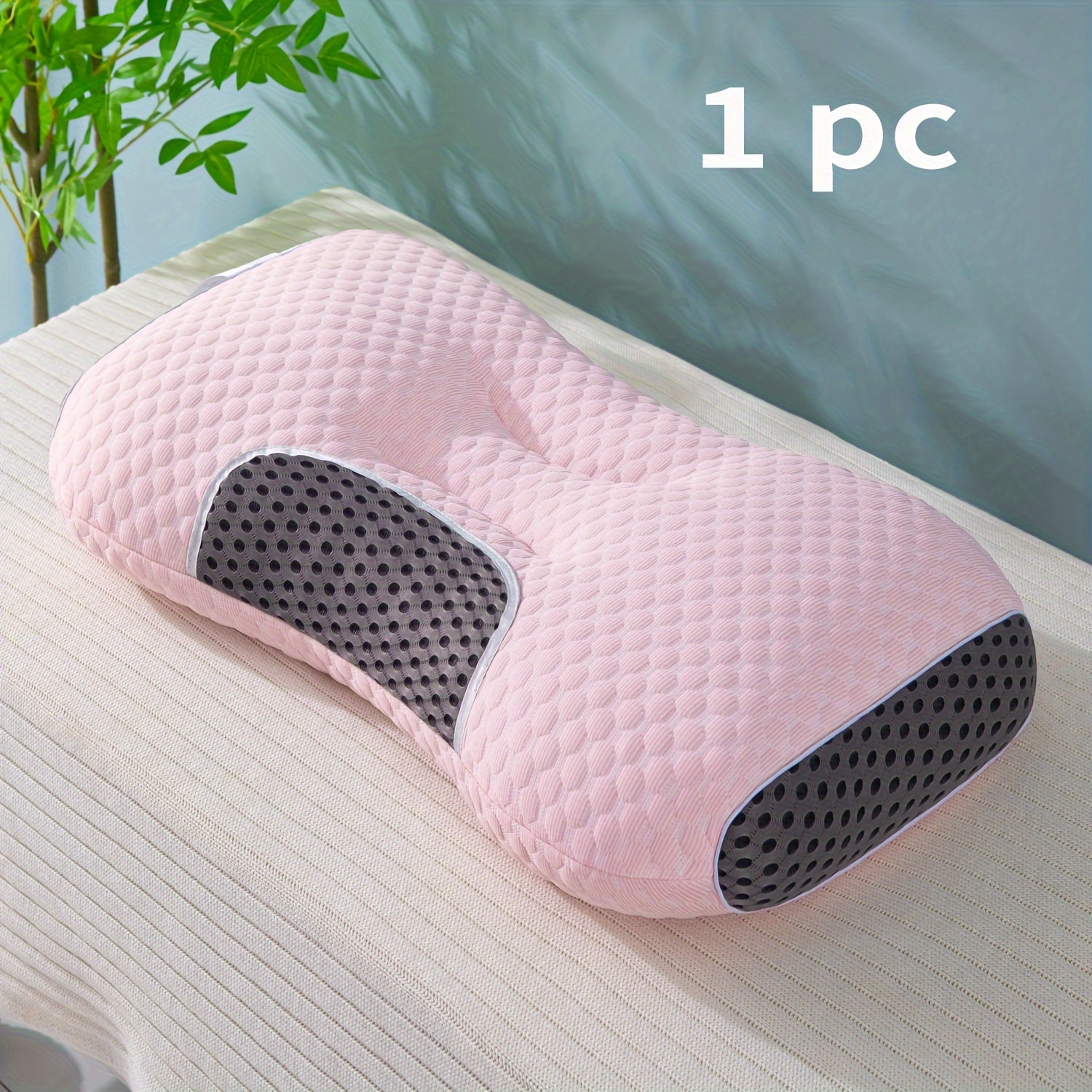 1pc Cooling Bean Spa Neck Pillow, Supports For Relaxing Sleep, Massage Pillow Core, Moisture-wicking Breathable Home Use Pillow, Suitable For Living Room & Bedroom, Home Decor