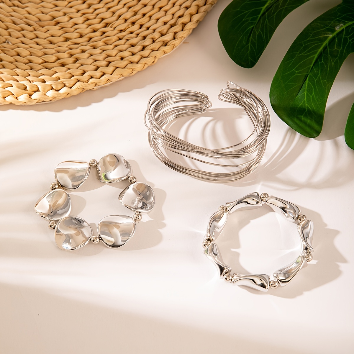 3pc Exaggerated Open Metal Bracelet Set
