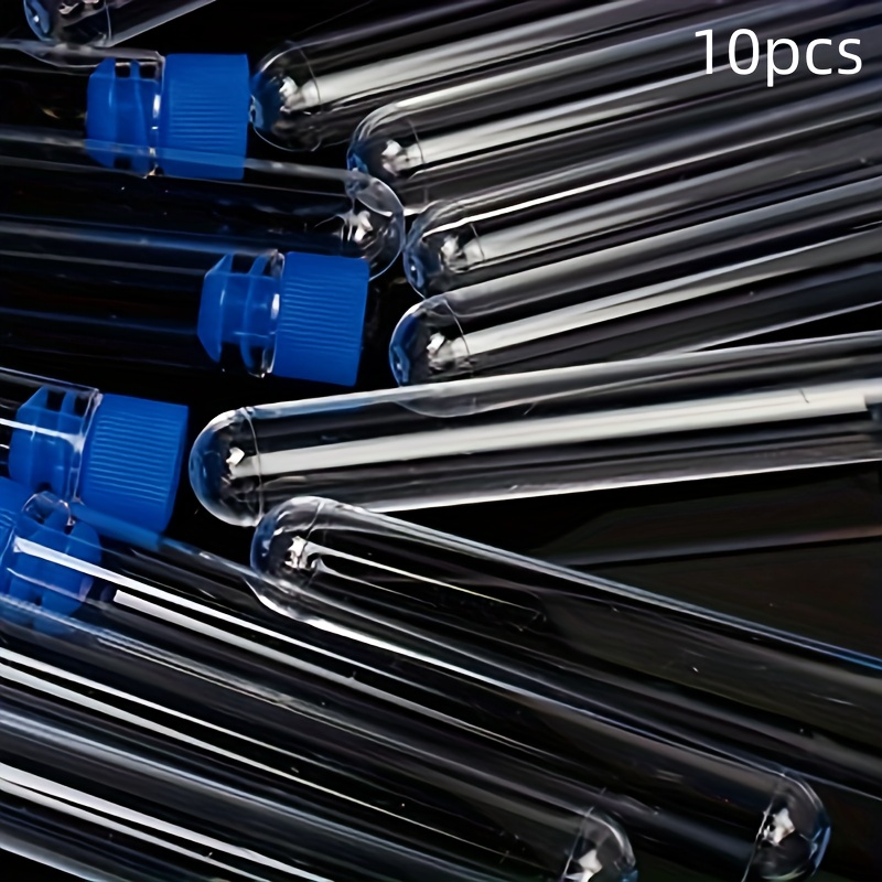 10//40/50pcs Plastic Test Tubes With Blue Caps, Good Seal For Jewelry Seed Beads Liquid Experiment Ideal For Christmas And Halloween Gifts