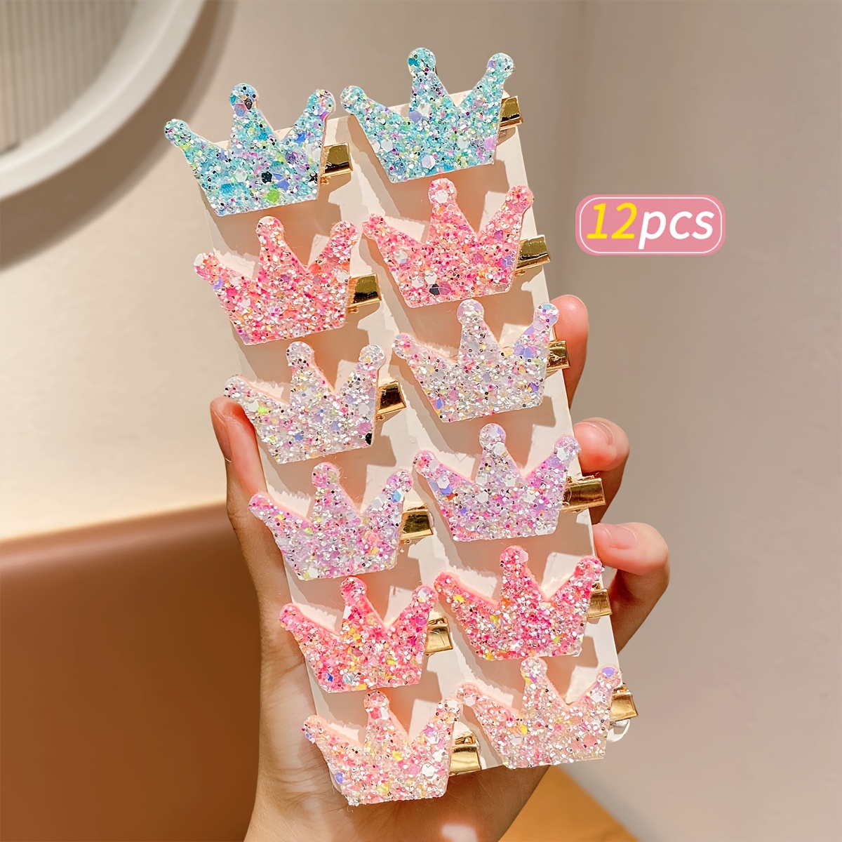 Image of 12pcs Women's Cute Heart Versatile Side Bangs Hair Clips Sweet Cool Glitter Hair Clips Suitable For Daily Casual Styling Party Hairstyles Outing Travel Photo Use
