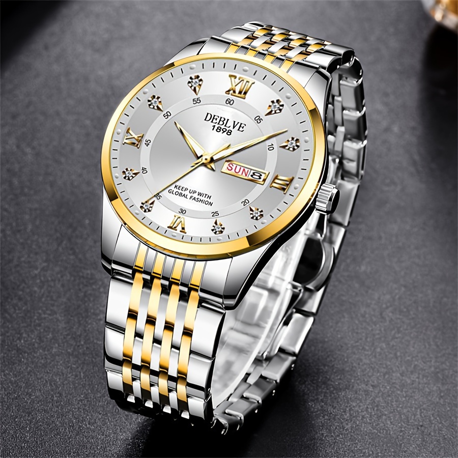 

1pc Stainless Steel Strap Men's Quartz Watch, Luminous Sports Leisure Business Watch, Ideal For Birthday, Holiday Gift