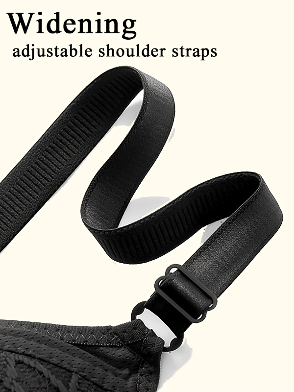 4 stuks kanten borduurwerk plus size bh | Draadloos, niet-verwijderbare vulling, verstelbare schouderbandjes, effen kleur, E cup voor dames