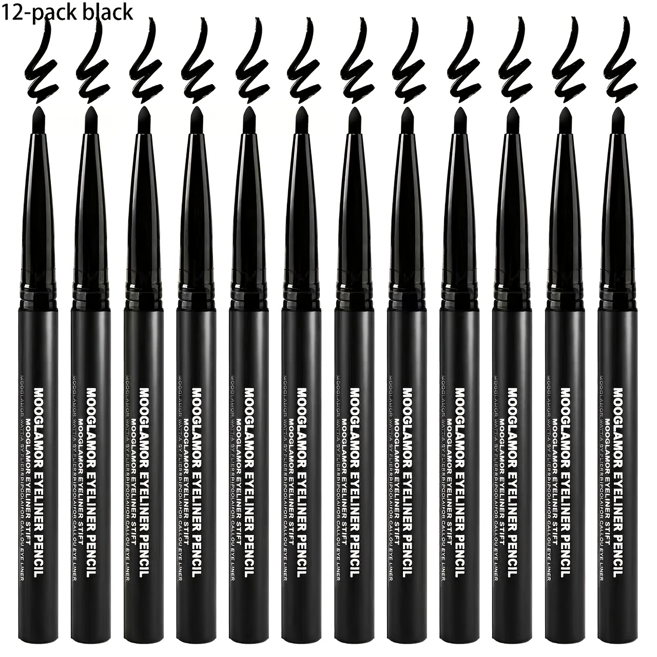 Image of A Set Of 12 Eyeliner Gel Pencils, Designed For Long-lasting Eye Makeup, Waterproof And , Essential For Travel, Suitable For Makeup Enthusiasts And Beginners