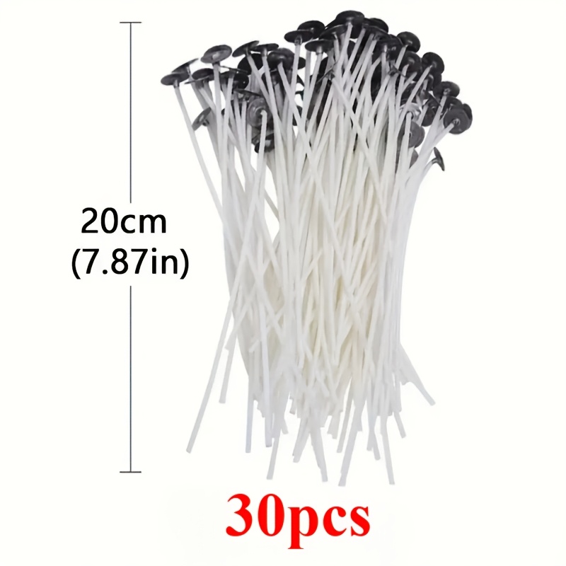 30pcs Pre-waxed Candle Wicks | 9cm, 10cm, 15cm, 20cm - Smokeless & Non-slip For Candle Making, Craft Supplies